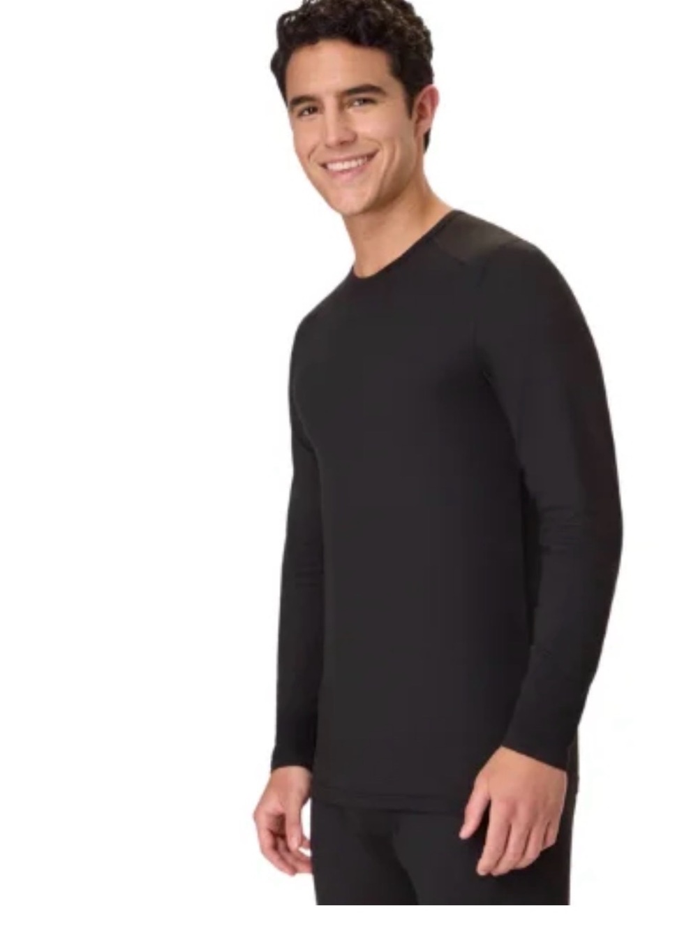 Men's Thermal Long Sleeve Baselayer Shirt Black Size L Performance Crewneck